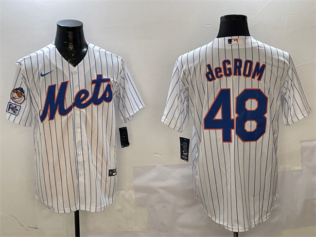Men's New York Mets #48 Jacob deGrom White 2025 Spring Training Cool Base Stitched Baseball Jersey